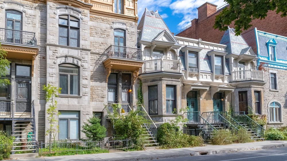 Montreal row houses street view